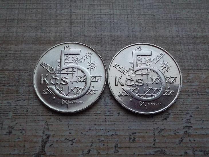 5 Kčs 1991 - LUXUSNÍ - obě mincovny! - Numismatika Česko