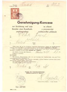 Rozhlas radio koncese 1941 Genehmigung Vyškov Luleč kolek