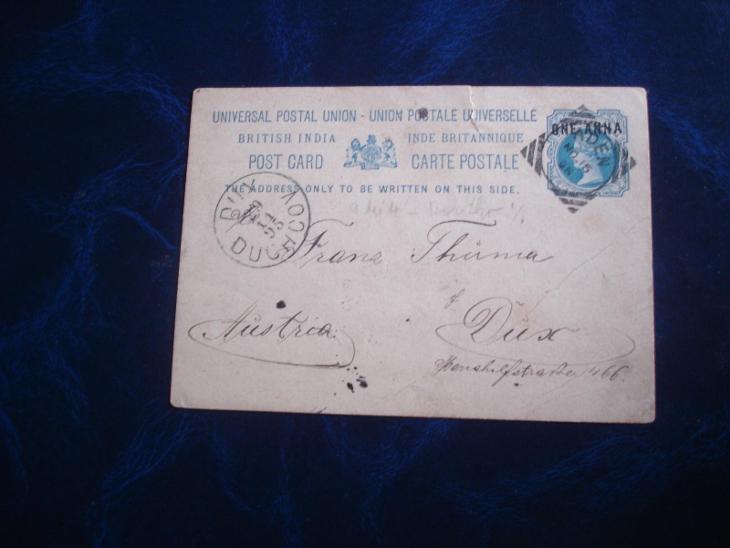 celina POST CARD z Brit. Indie do Duchcova r 1895