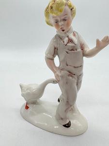 Porcelánová soška, figurka pasáček hus Německo
