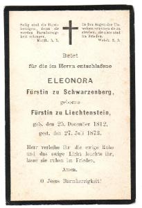 Šlechta-kněžna-Eleonora ze Schwarzenbergu-kartička-zemřela 1873