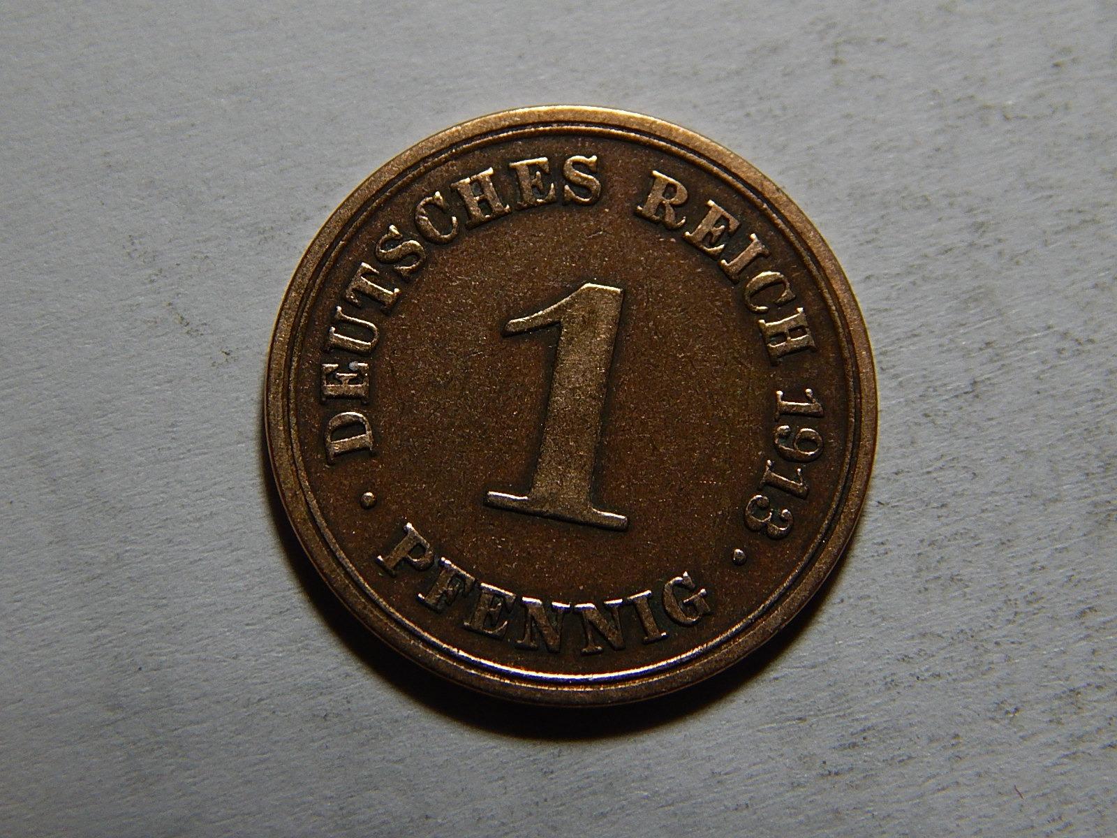 Nemecko Cisárstvo 1 Pfennig 1913 E R XF č35317 - Numizmatika