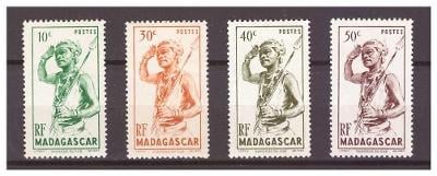 Madagaskar 1946 "People and Animals Def. Issue (1946)" Michel 387-390