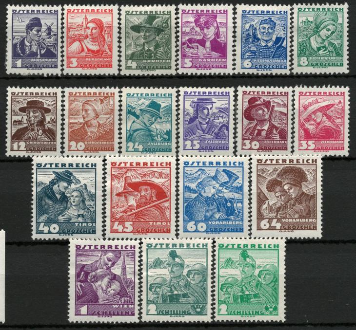 Rakousko / Österreich - 1934 - Mi. 567 - 585 * - Známky