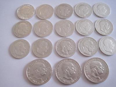 632/stříbrné mince Rak.Uherska-18x!!!
