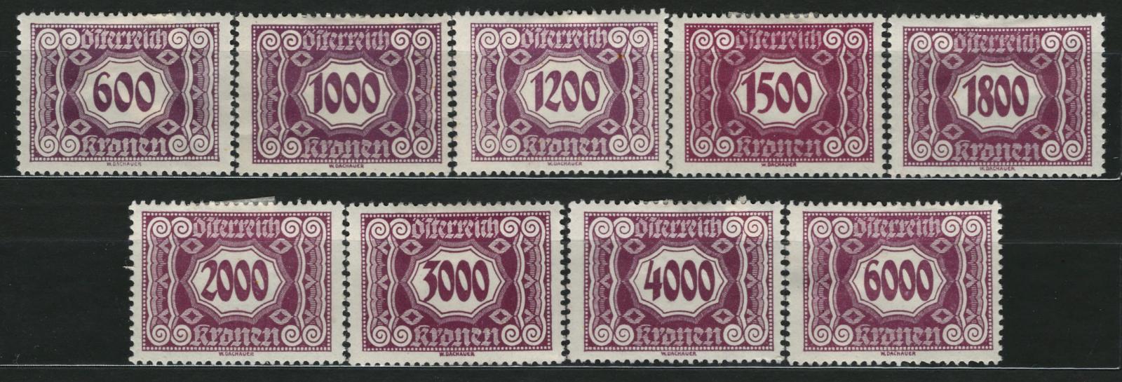 Rakousko / Österreich - PORTOMARKEN 1922 - Mi. P 122 - P 131 * - Známky