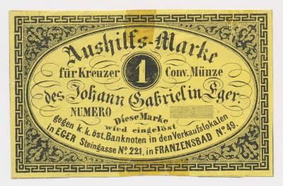 Čechy, Cheb (Eger), 1 Krejcar, 1849, peněžní poukázka 