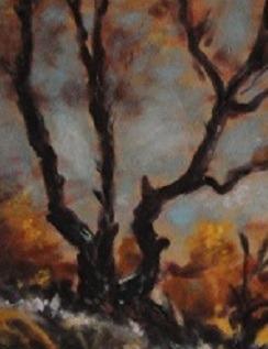 podzimní krajina se stromem - pastel - Výtvarné umění