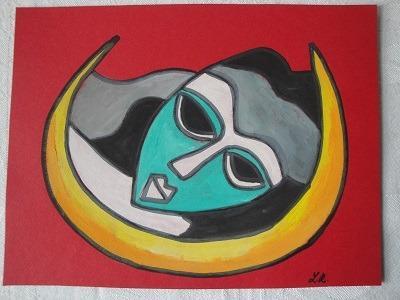 maska - akvarel - Výtvarné umění