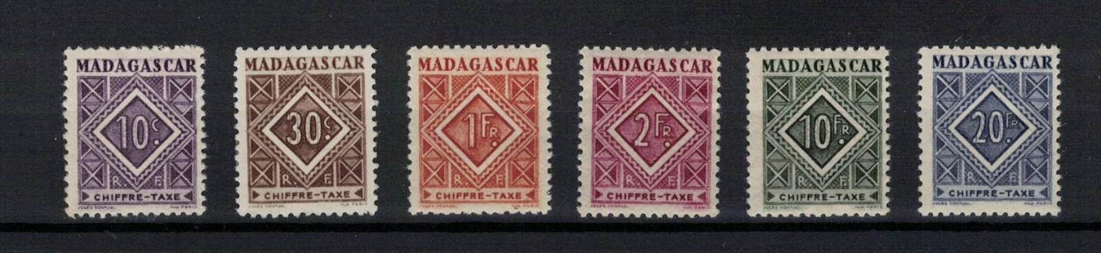Madagaskar 1947 "Values in Ornament" sestava 6 známek