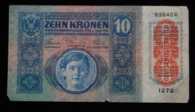Rakousko-Uhersko - 10 korun 1915 přetisk