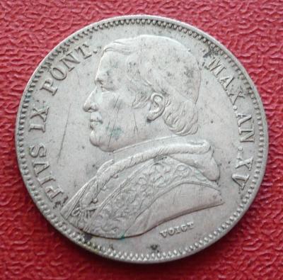 stříbrných 20 Baiocchi1 1860 Pius IX. Vatikán RL