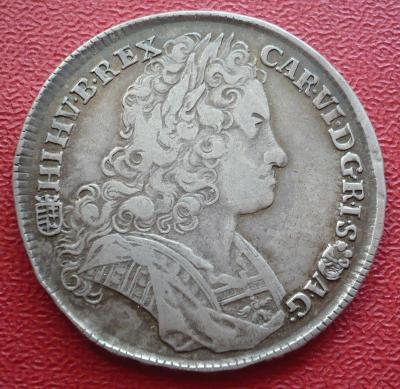 krásný stříbrný 1/2 tolar 1725 Karel VI. KB Kremnice 