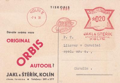 Firemní Kolín, frankotyp 1938 - Chrudim.
