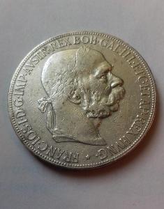Stříbrná 5 koruna FJ.I 1900 bz ( rakouská )