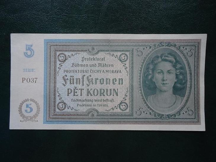5 korun 1940  Serie P 037 Neperforovana Moc Hezka ORIGINAL