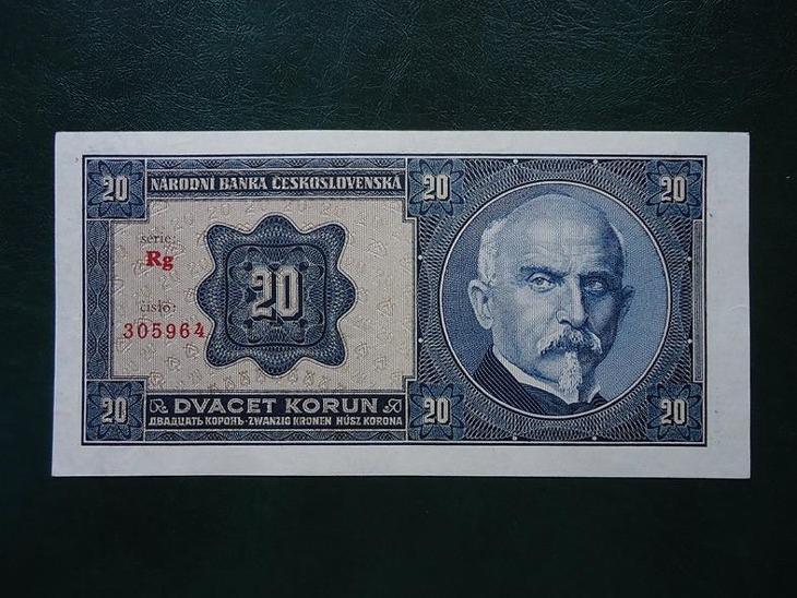 20 korun 1926 Serie Rg Neperforovana aUNC ORIGINAL