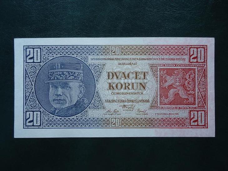 20 korun 1926 Serie Rg Neperforovana aUNC ORIGINAL
