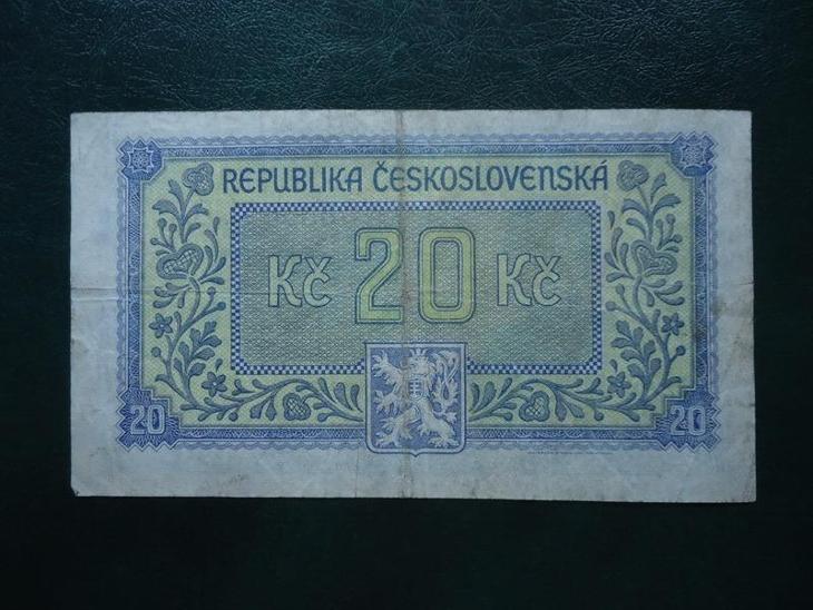 20 korun 1945  Serie NC  Neperforovana ORIGINAL - Bankovky ČSR/ČR