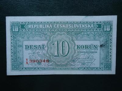 10 korun 1945 Serie YX Neperforovana aUNC ORIGINAL