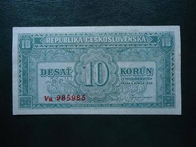 10 korun 1950 Serie Va Neperforovana Hezka ORIGINAL