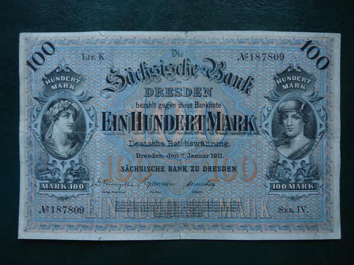 100 Mark 1911  Dresden Vzacna ORIGINAL - Bankovky Německo
