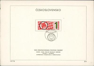 11B633 Nálepní list - Den poštovní známky 1970