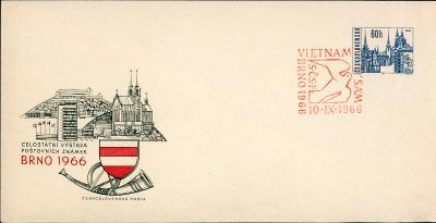 11C531 Celinová obálka s přítiskem výstava známek Brno 1966, COB 18