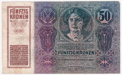 50 Kronen (Korona) 1914 bez přetisku, série 1025