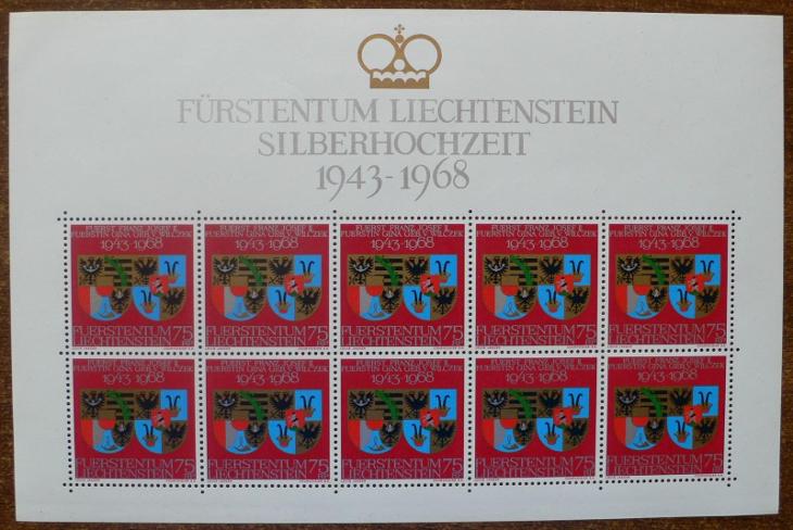 Lichtenštejnsko - Stříbrné výročí - Známky