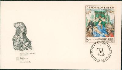 11C577 Dopis s přítiskem A. Dürer, PRAGA 1968, razítko Den F.I.P.