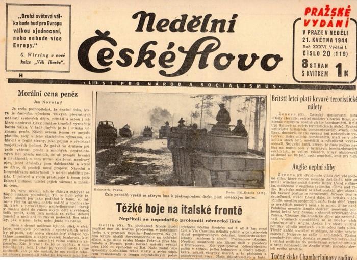 Noviny Nedělní České slovo, XXXVI/20, 1944 - Staré tiskoviny