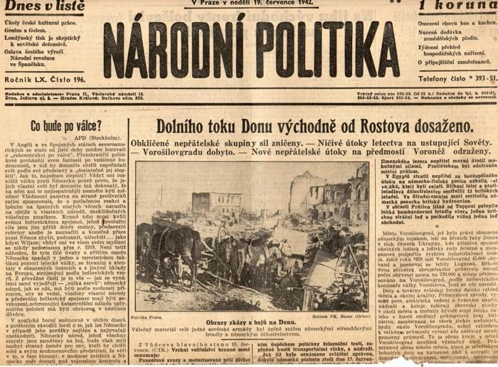 Noviny Národní politika 1942, LX/196 - Staré tiskoviny