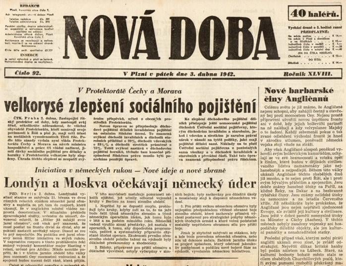 Noviny Nová doba 1942, XLVIII/92 - Staré tiskoviny