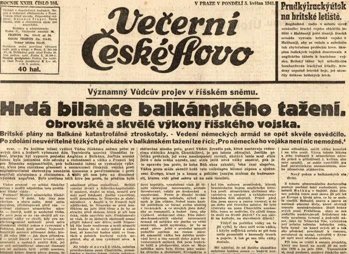 Noviny Večerní České slovo, XXIIII/104 - Staré tiskoviny