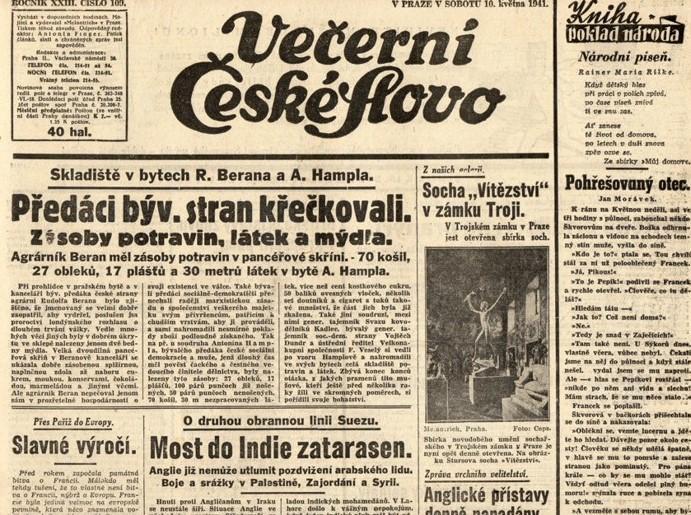 Noviny Večerní České slovo, XXIIII/109 - Staré tiskoviny