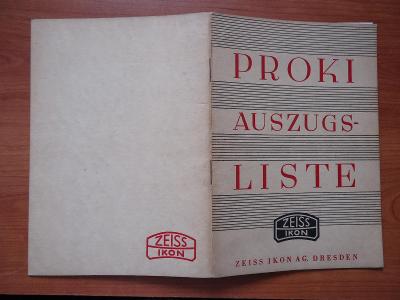 ZEISS  IKON  -  PROKI  AUSZUGS-LISTE  .......1936