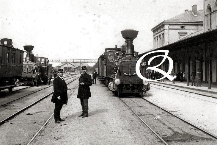 Chomutov, staré nádraží, parní lokomotivy, zaměstnanci - Reprinty, kopie a fotokopie pohlednic