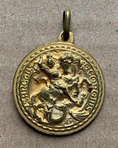 Svatý Jiří a Ježíš nádherná stará medaile RU medailon svátostka Madona