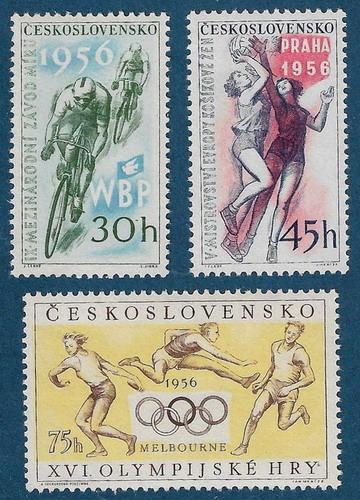 Československo 1955 -sport - atletika, cyklistika (Závod míru), basket