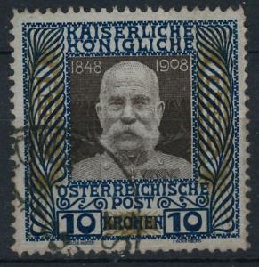 Rakousko / ÖSTERREICH - FRANZ JOSEPH I. - 1908 - Mi. 156 z - ražená