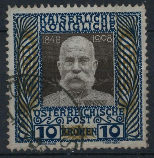 Rakousko / ÖSTERREICH - FRANZ JOSEPH I. - 1908 - Mi. 156 z - ražená - Známky