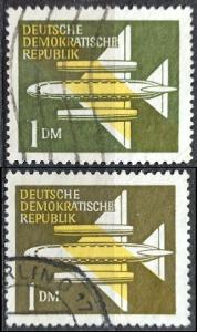 DDR: MiNr.613 Stylized Plane 1DM, Airpost, varia 1957 /2ks/