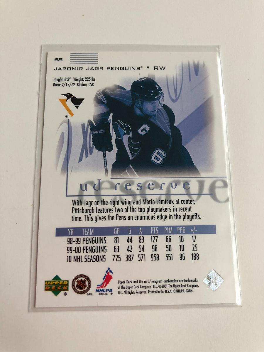 2000-01 UD Reserve Penguins Hockey Card #68 Jaromir Jágr - Hokejové karty