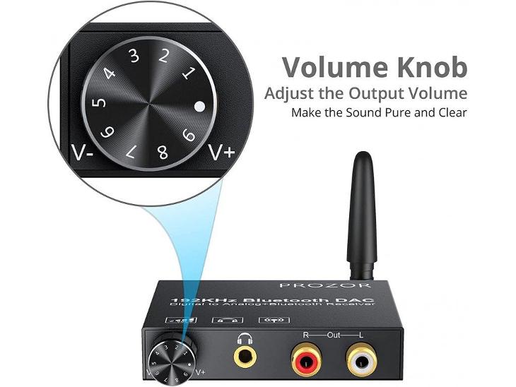 PROZOR 192kHz digitálně analogový audio převodník s 5.0 Bluetooth přij