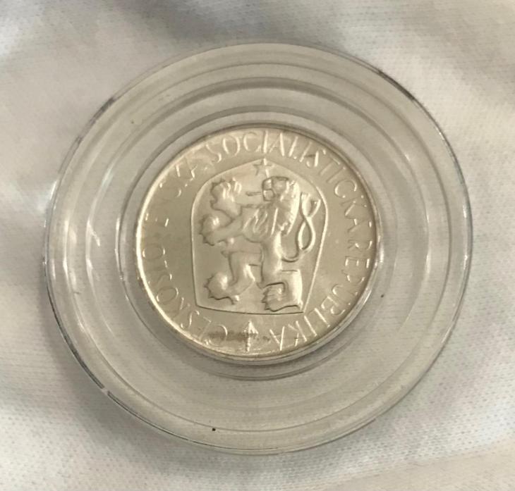 R!Stříbrná mince 10 Kčs PROOF Jan Hus 550. výročí 1965,5.000 ks 