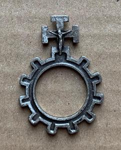 Starý růženec modlitební růžencový prsten kov kříž svátostka sbírka č4