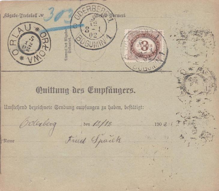 Rakousko, průvodka Chomutov 1902-doplatné Bohumín (Slezsko, Karviná),
