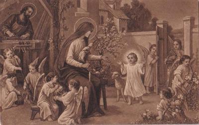 Pohlednice Vánoční, Ježíšek a Marie