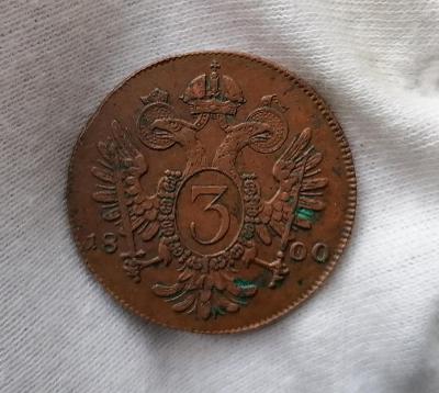 3 krejcar 1800 C, mincovna Praha, František II.